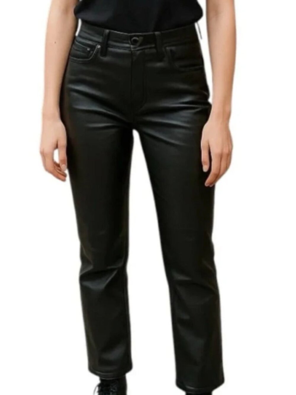 NWT Tractr Vegan “Leather” High Rise Straight Leg 5 -Pocke | Black | 6/28
